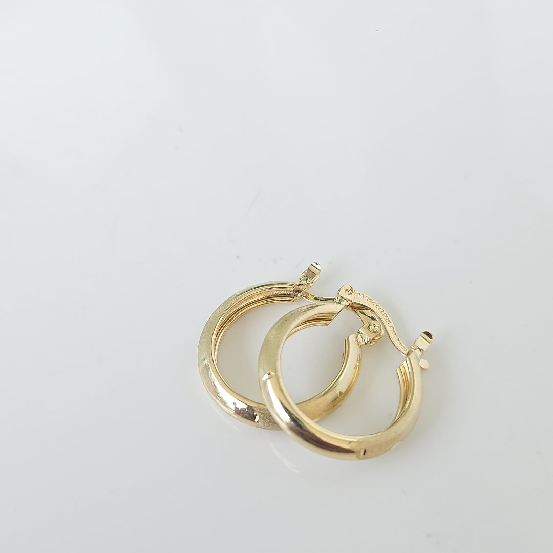 ARETES TEJIDO ARRACADA SATINADA 14K 2.5 GR (NUEVO)