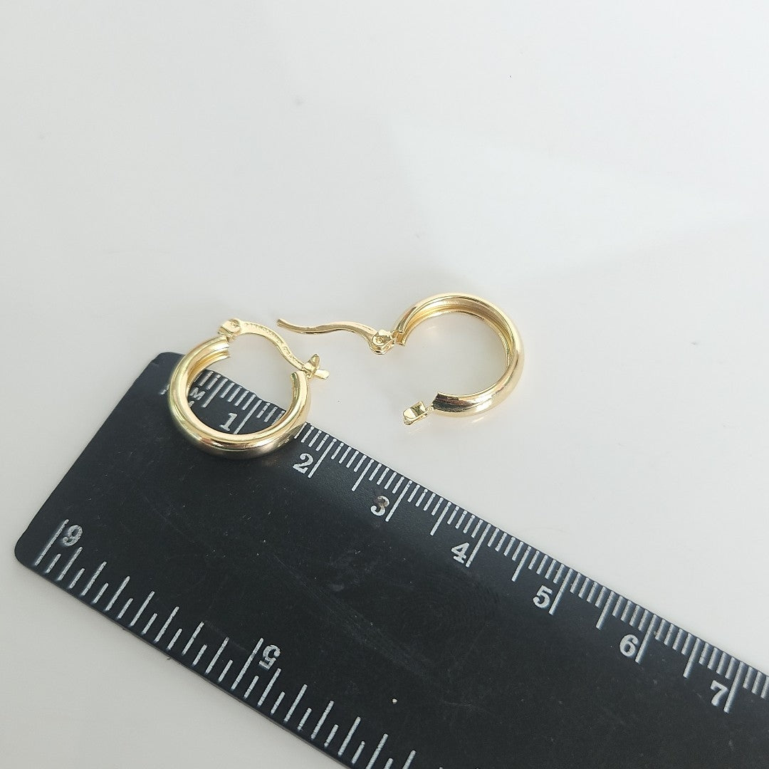 ARETES TEJIDO ARRACADAS LISAS 14K 2.1 GR (NUEVO)