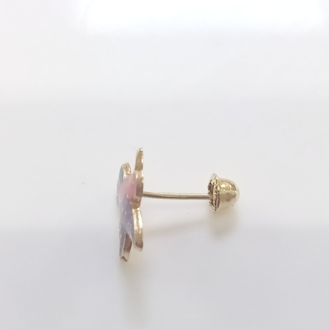 BROQUELES BROQUEL FIG COLIBRI ESMALTE ROSA 14K 0.2138 GR (NUEVO)
