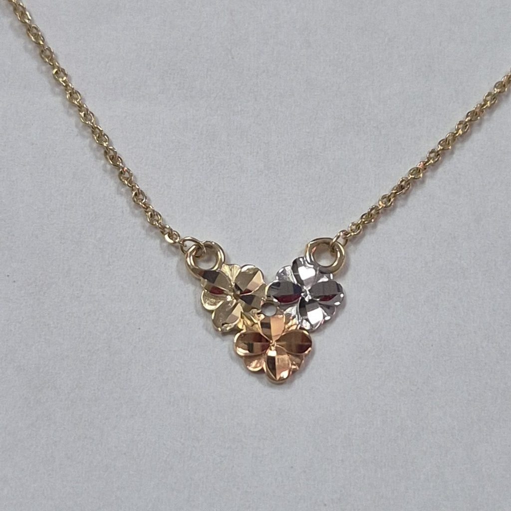 CADENA TEJIDO GARGANTILLA ESPECIAL C FLORES 14K 45 CM 3 GR (NUEVO)