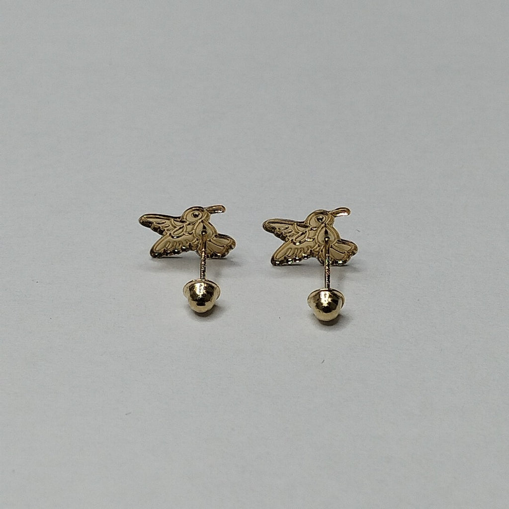 BROQUELES BROQUEL FIG COLIBRI ESMALTE ROSA 14K 0.2138 GR (NUEVO)