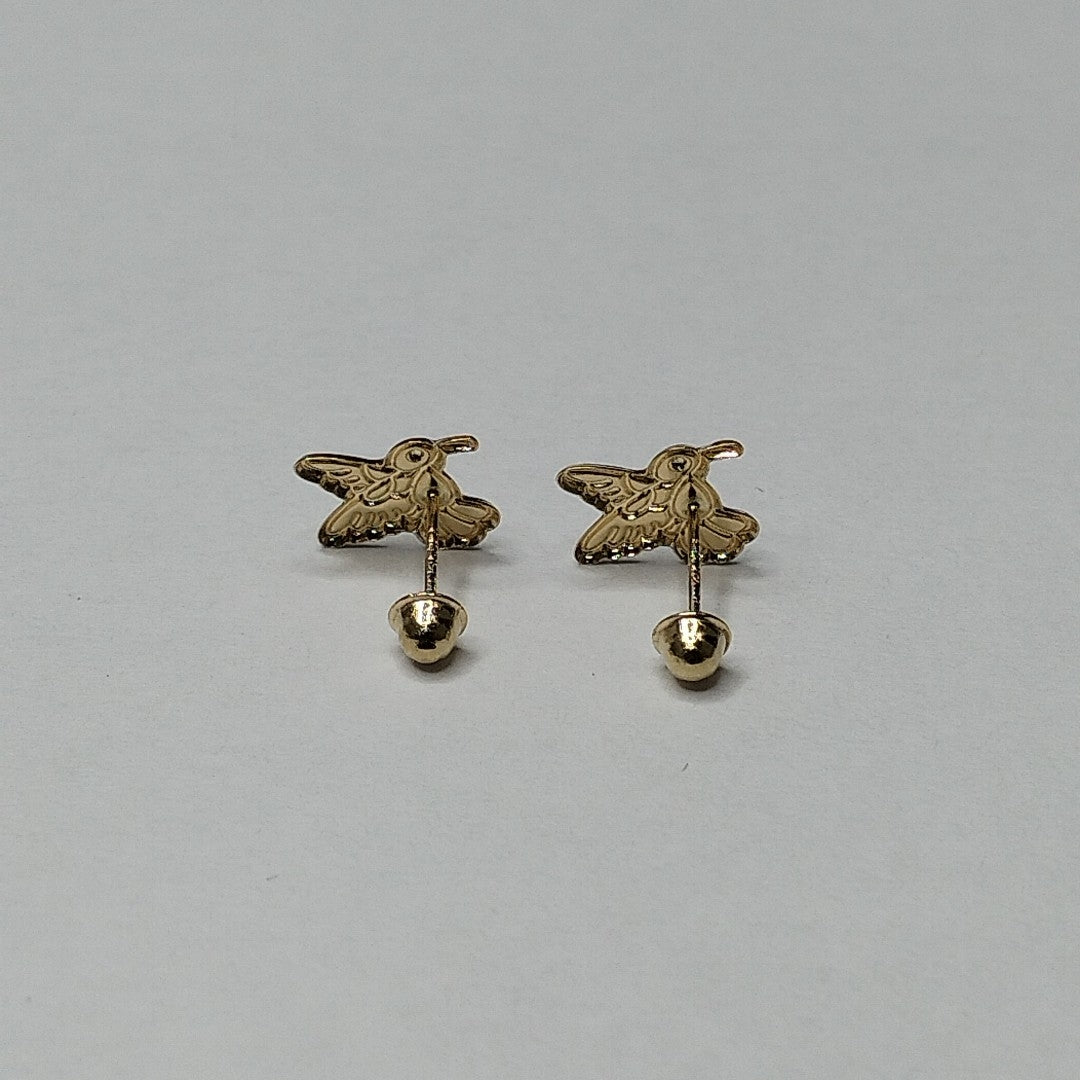 BROQUELES BROQUEL FIG COLIBRI ESMALTE ROSA 14K 0.2138 GR (NUEVO)