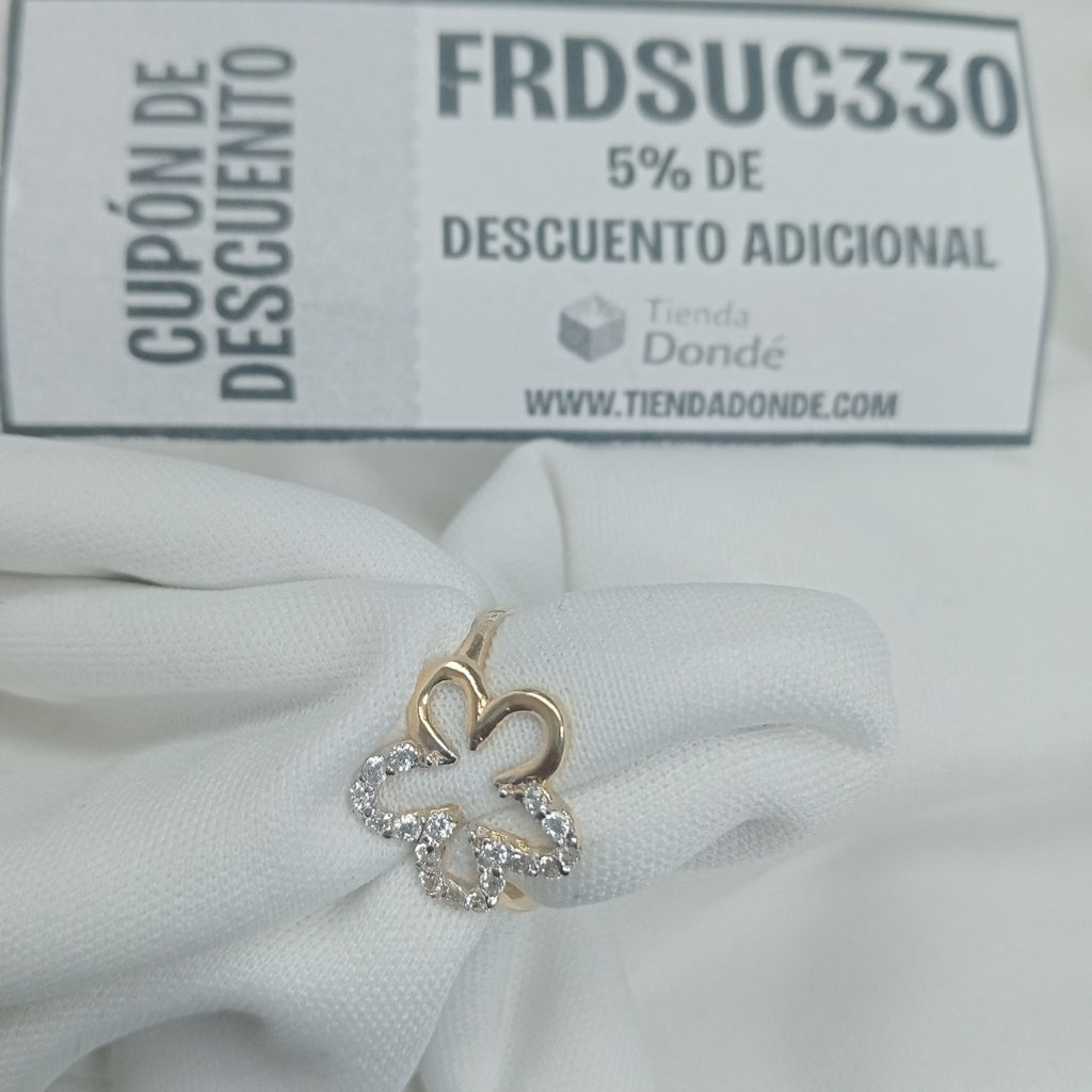ANILLOS FIG FLOR CON CIRCONIAS 14K TALLA 7 1.4 GR (NUEVO)