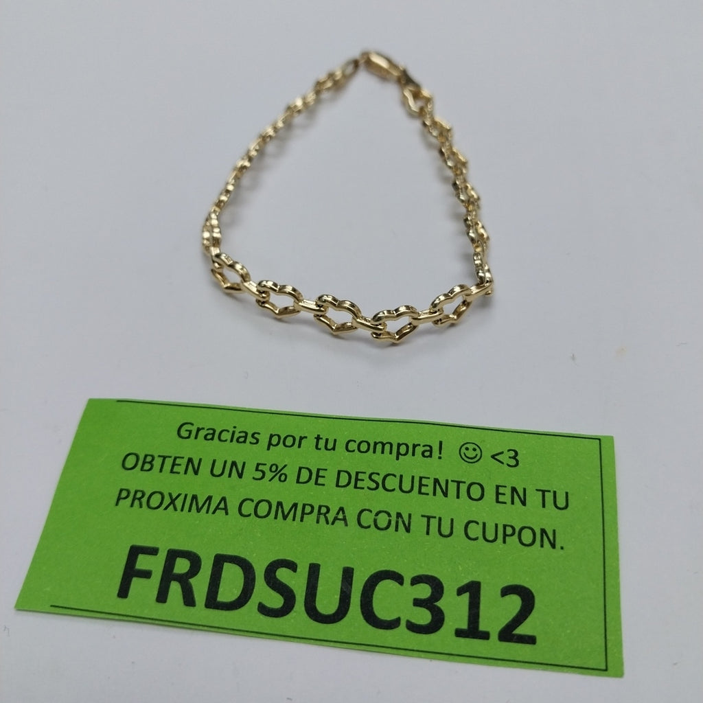 PULSERA ESPECIAL CON CORAZONES 14K 18 CM 4.4 GR (NUEVO)