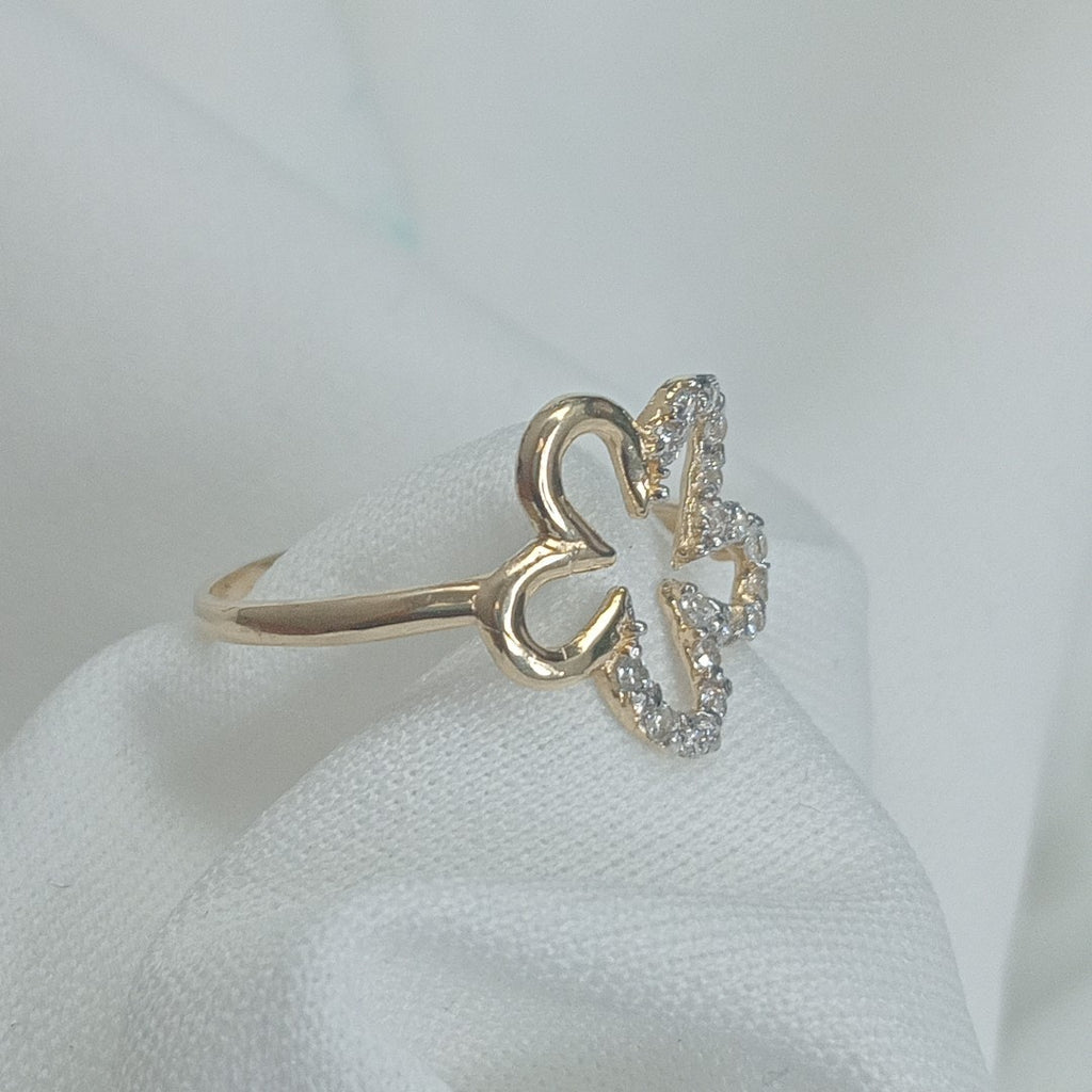 ANILLOS FIGURA FLOR CON CIRCONIA 14K TALLA 7 1.6 GR (NUEVO)