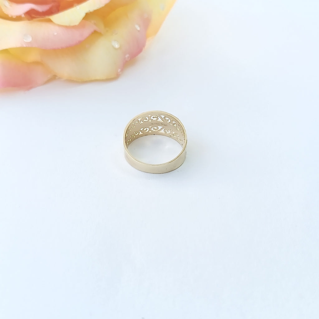 ANILLOS TIPO FILIGRANA COMBINADO 14K TALLA 8 2.9 GR (NUEVO)