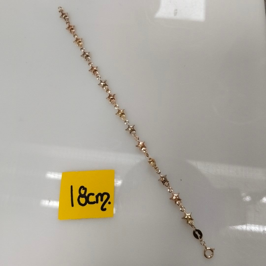 PULSERA TEJIDO ESPECIAL ESTRELLAS COMBINADAS 14K 18 CM 2.2 GR (NUEVO)
