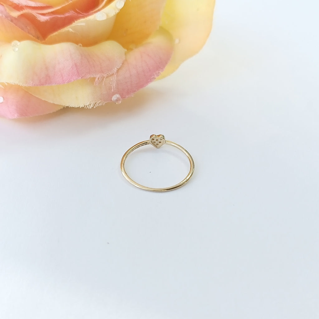 ANILLO ANILLITO CORAZON C CIRCONIA 14K 9 TALLA 1 GR (NUEVO)