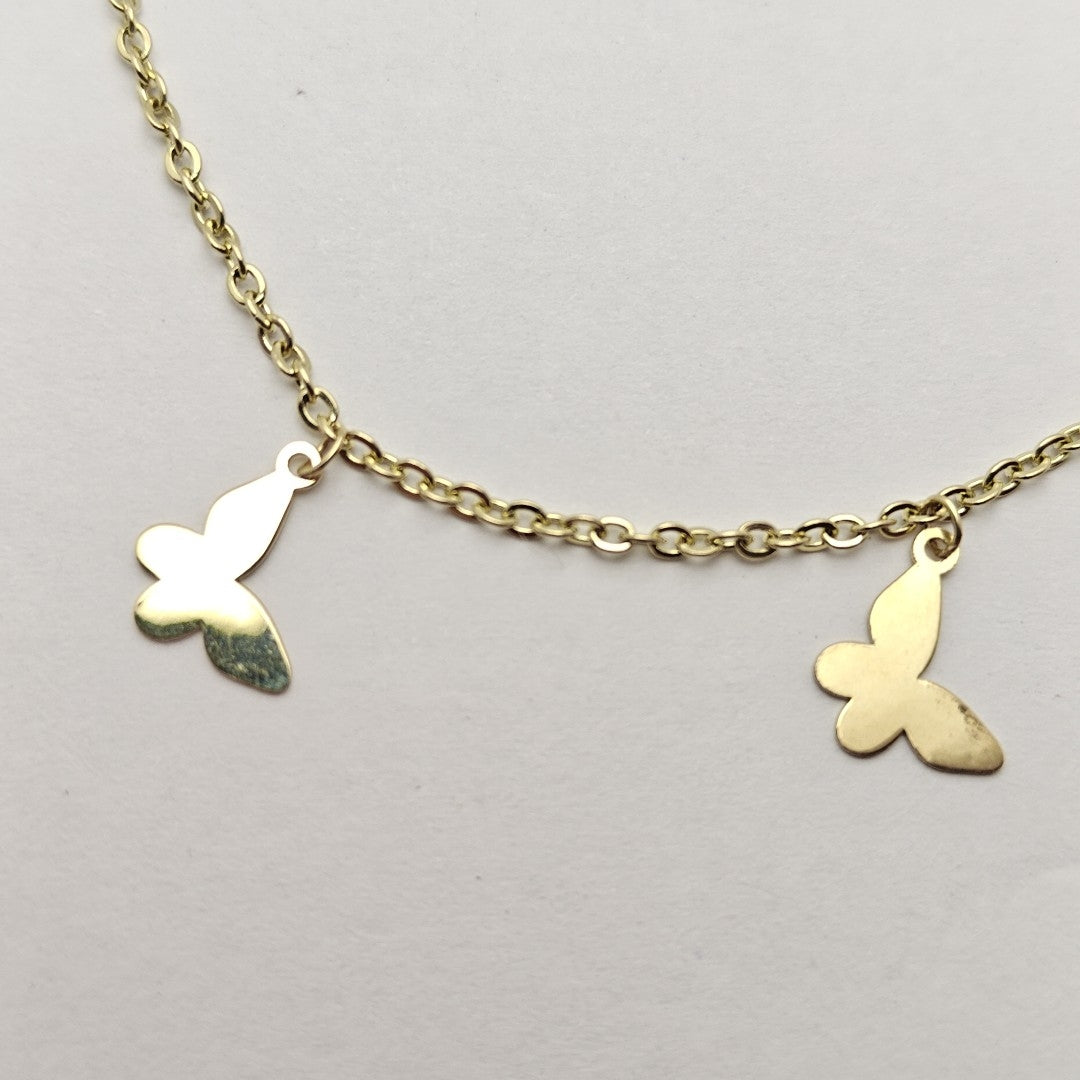 PULSERA ESPECIAL CON MARIPOSAS 14K 18 CM 2.1 GR (NUEVO)