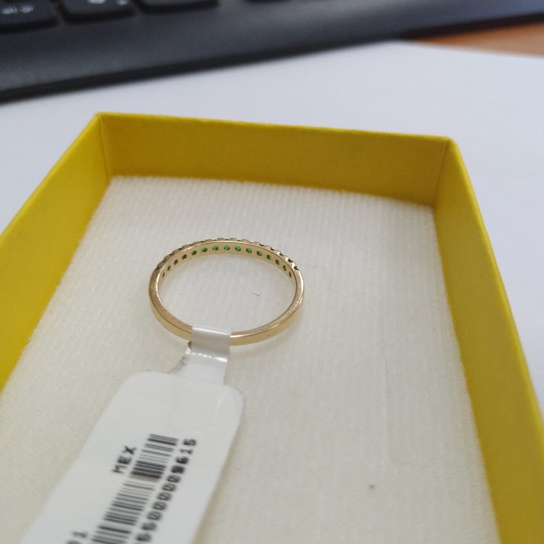 ANILLO ANILLITO MEDIA CHURUMBELA C PDRAS COLOR VERDE 14K 9 TALLA 1.7 GR (NUEVO)