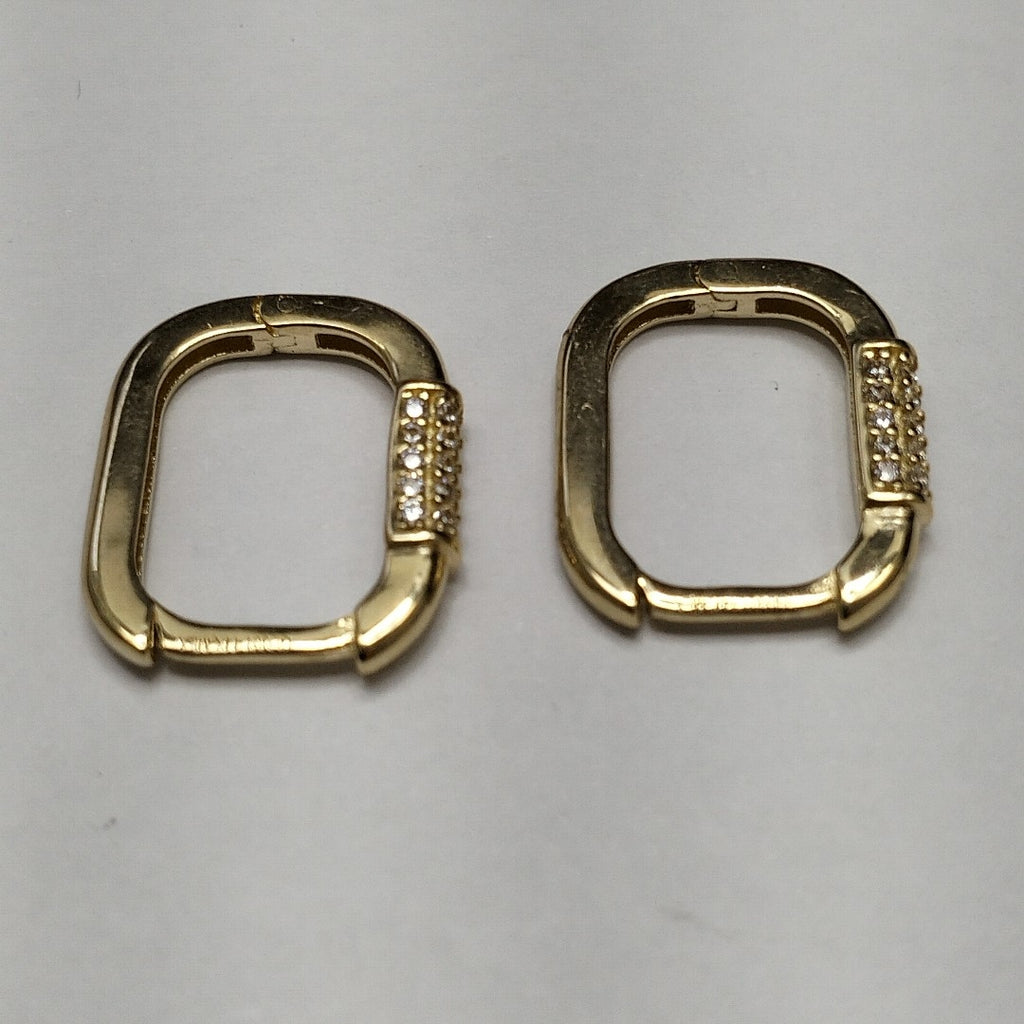 ARETES HUGGIES OVALADA C CIRCONIAS 14K 2.5 GR (NUEVO)