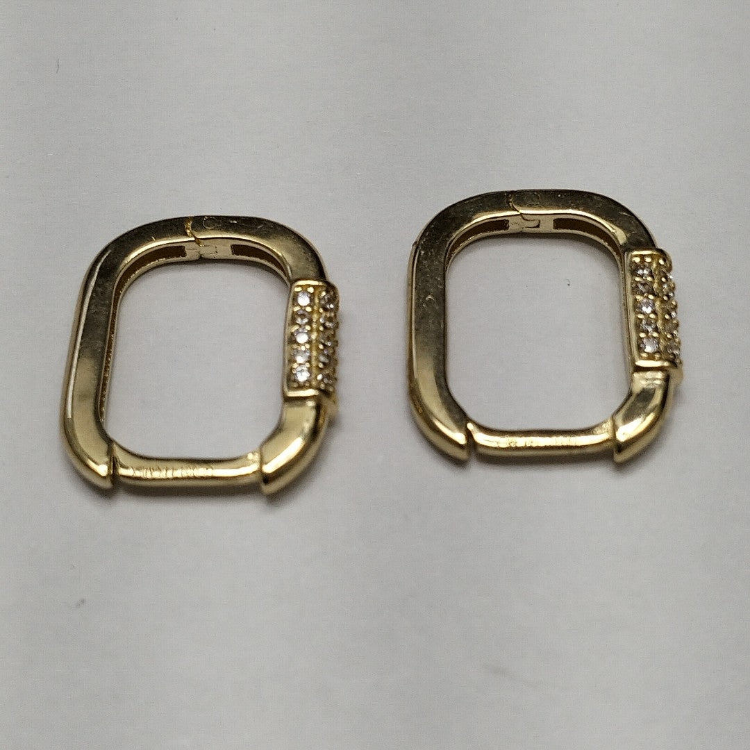 ARETES HUGGIES OVALADA C CIRCONIAS 14K 2.5 GR (NUEVO)