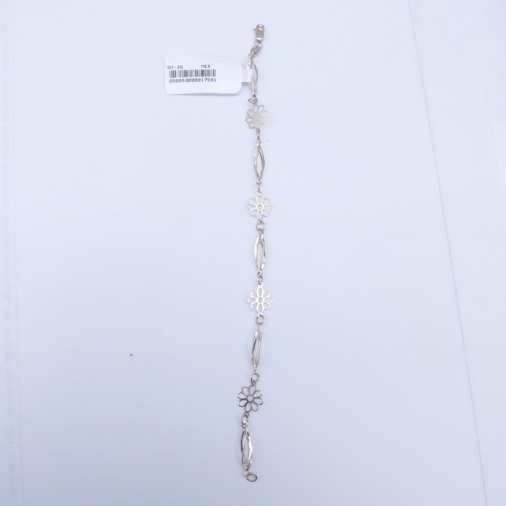 PULSERA ESPECIAL CON FLORES 14K 18 CM 2.6 GR (NUEVO)