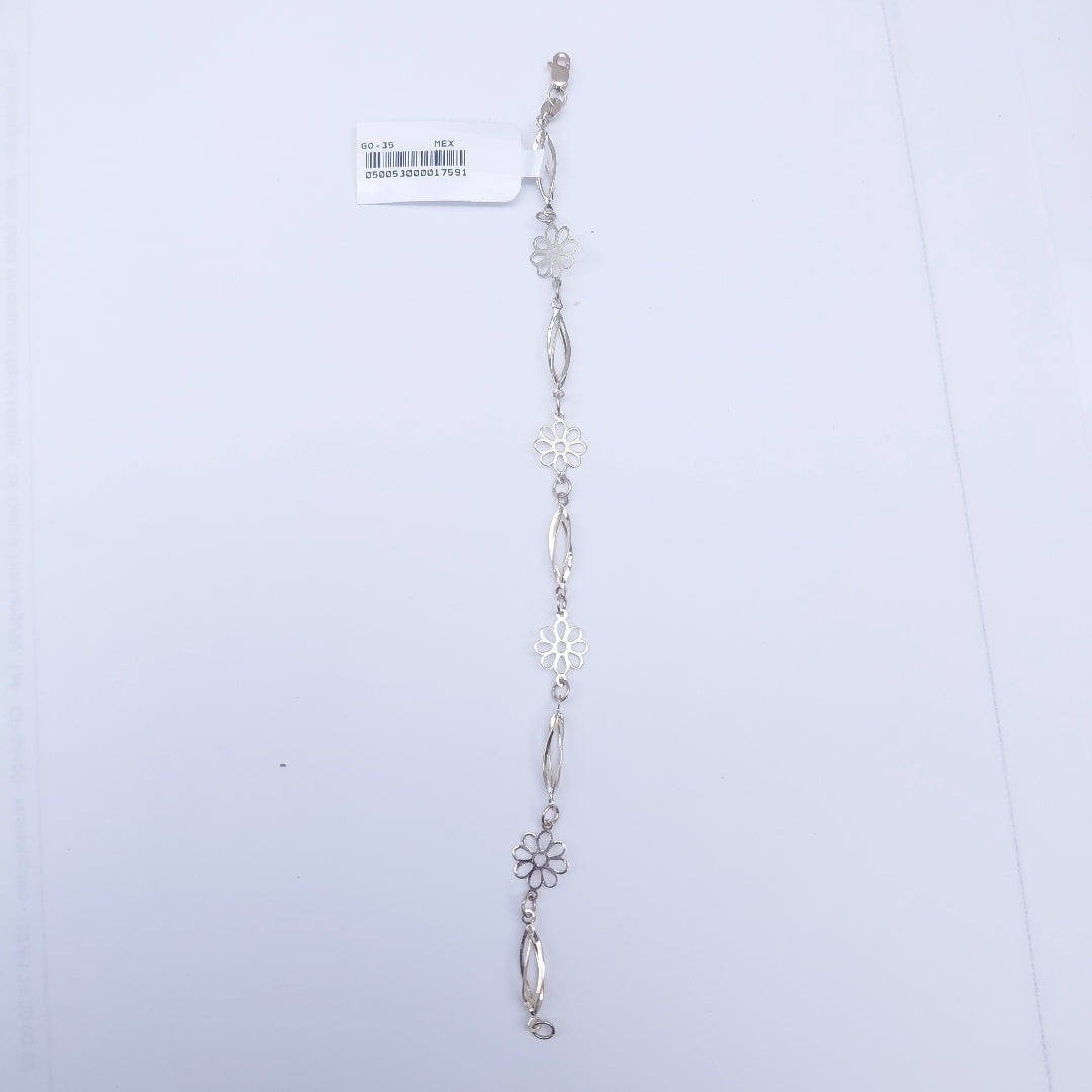 PULSERA ESPECIAL CON FLORES 14K 18 CM 2.6 GR (NUEVO)