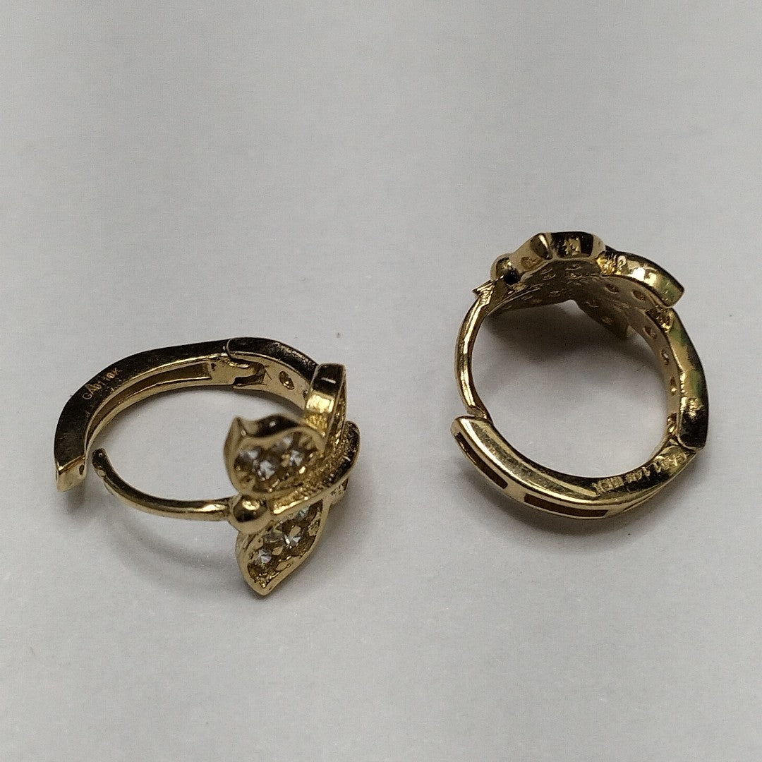 ARETES ARRACADAS CORAZON C CIRCONIAS 14K 1.8 GR (NUEVO)