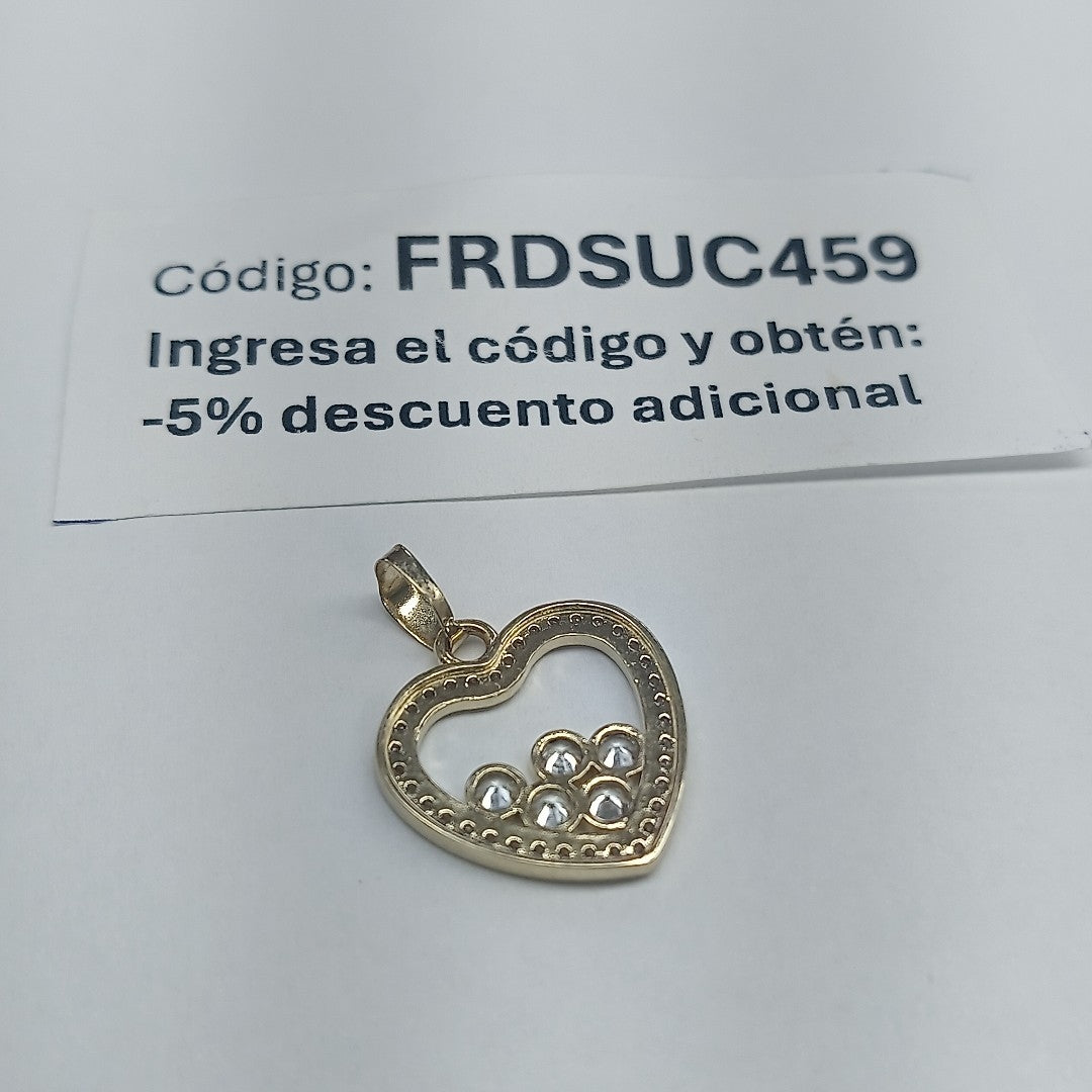 DIJE CORAZON CON CIRCONIAS 14K 1.6 GR (NUEVO)