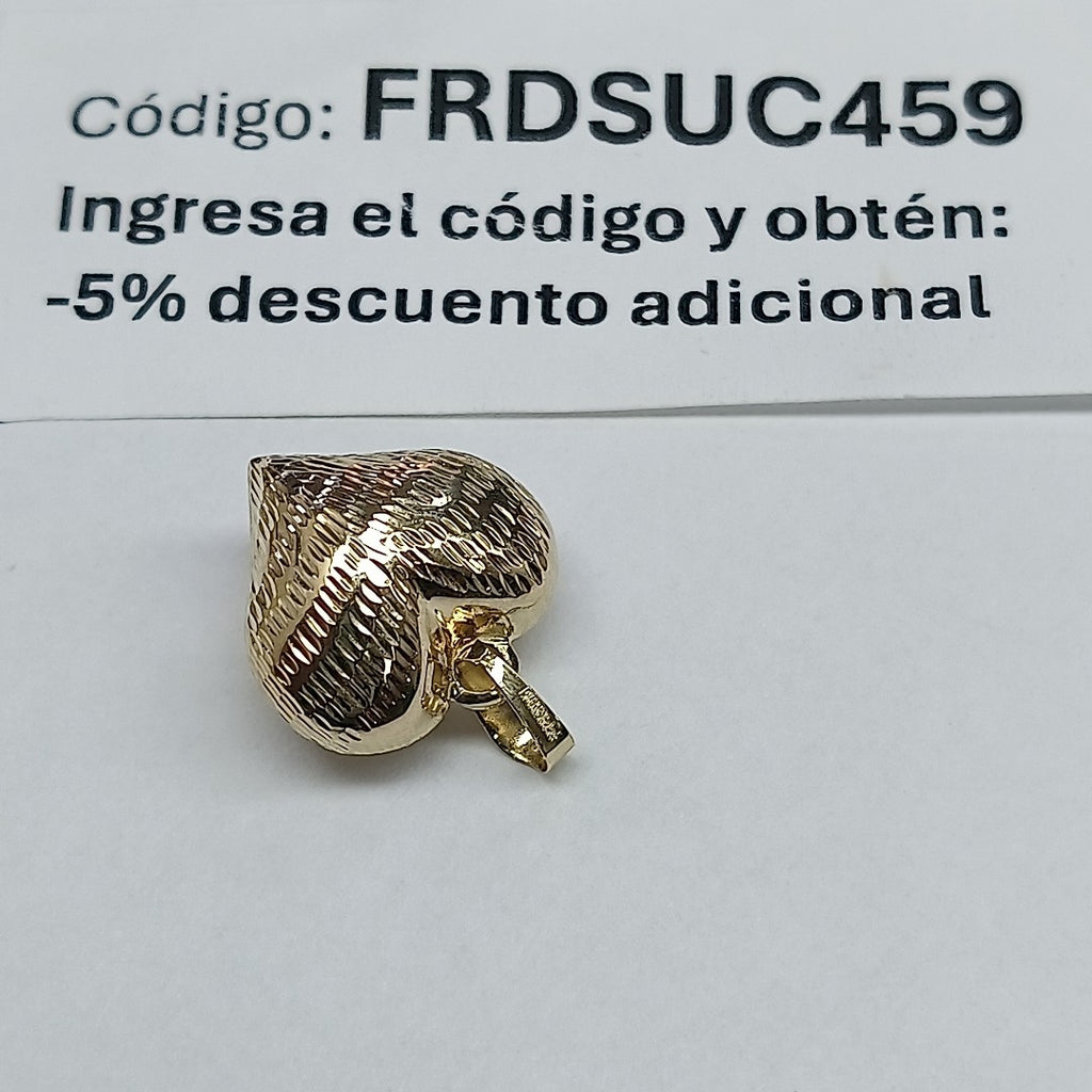 DIJE TEJIDO CORAZON LABRADO 14K 1.1 GR (NUEVO)