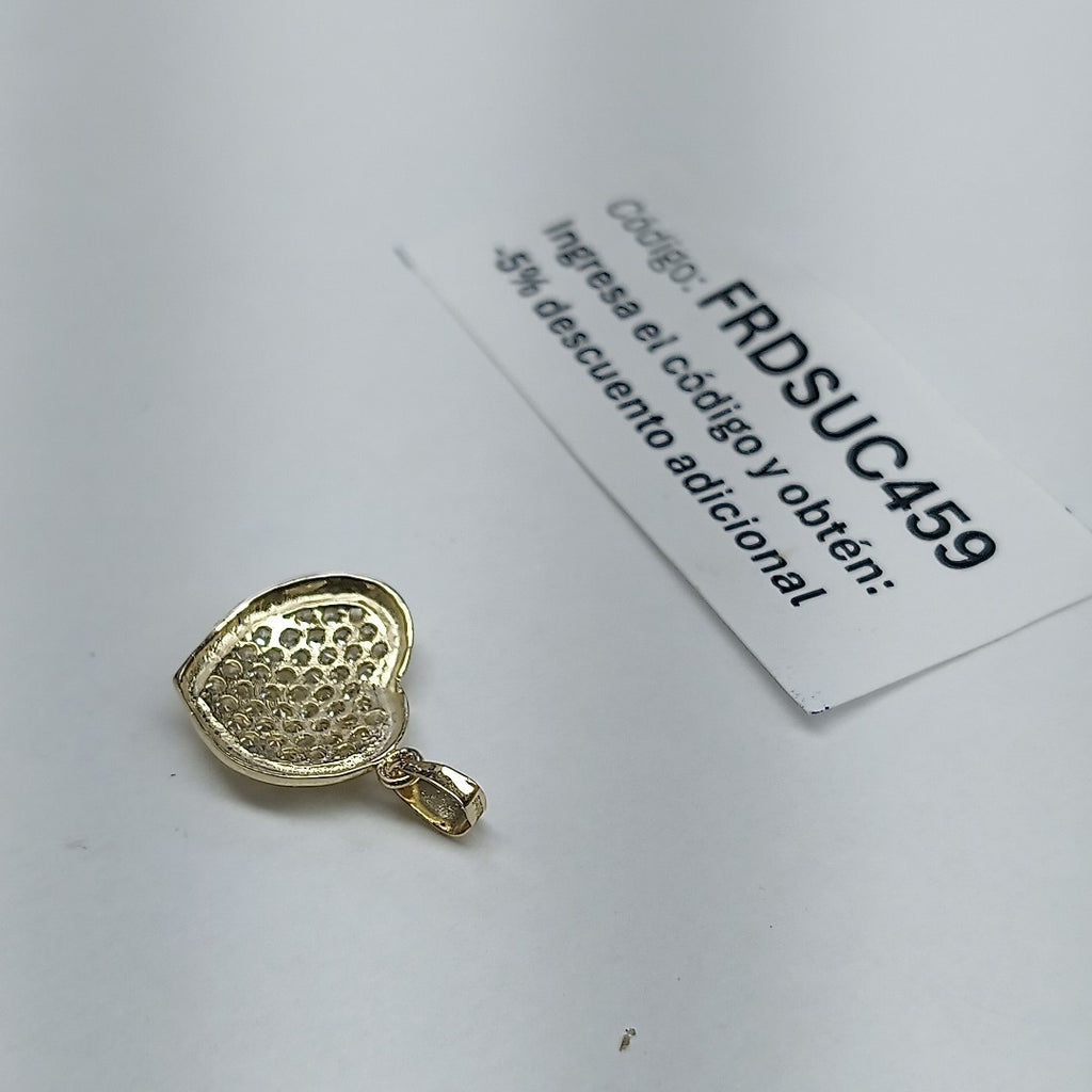 DIJE TEJIDO CORAZON CON CIRCONIAS 14K 1.8 GR (NUEVO)