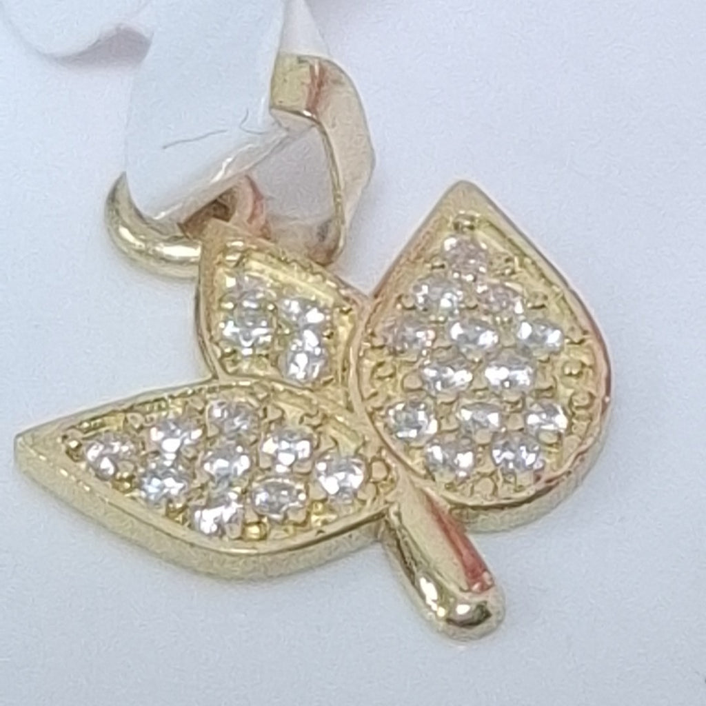 DIJE TEJIDO HOJAS CON CIRCONIAS 14K 0.9 GR (NUEVO)