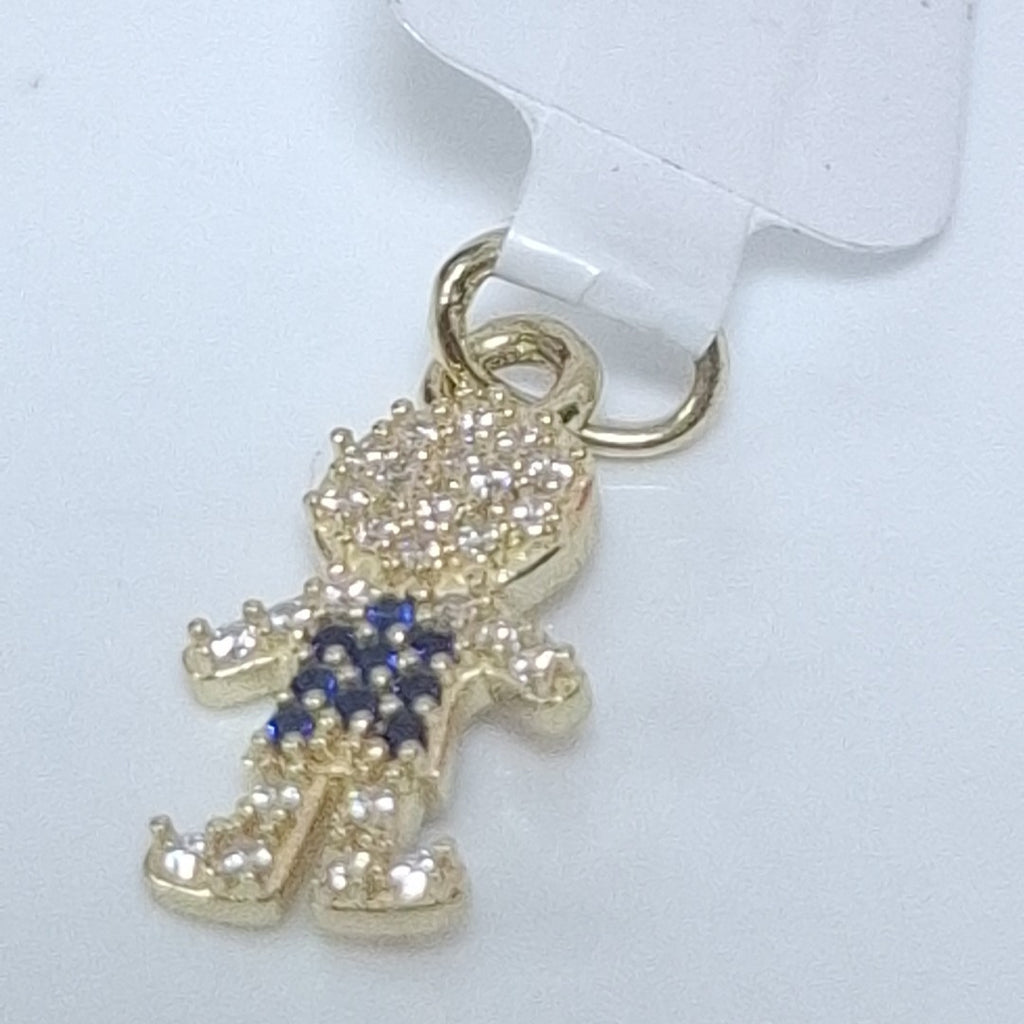 DIJE NIÑO CON CIRCONIAS Y PIEDRAS DE COLOR 10K 0.9 GR (NUEVO)