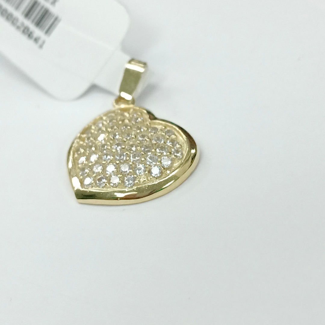 DIJE TEJIDO CORAZON CON CIRCONIAS 14K 1.7 GR (NUEVO)