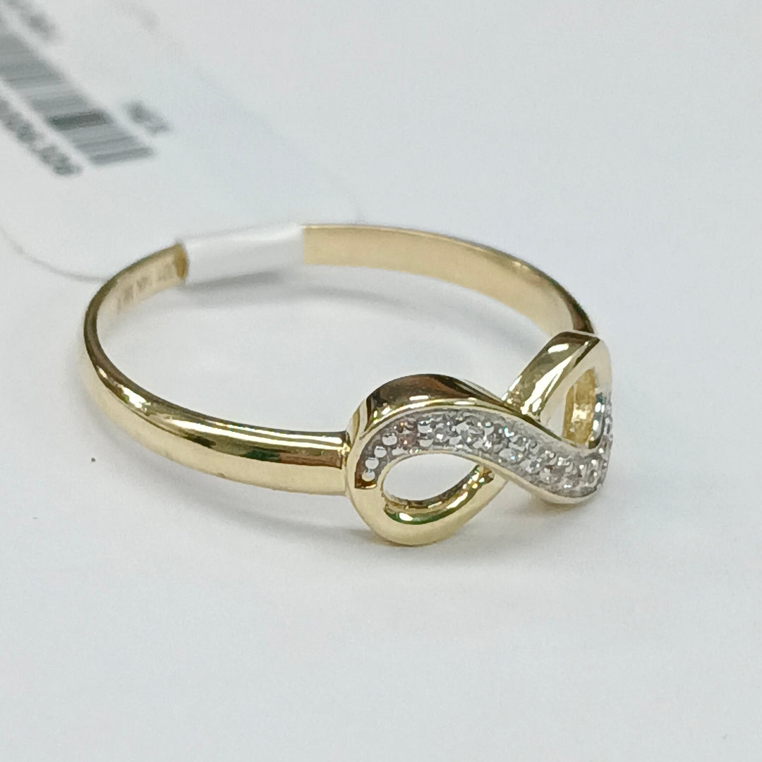 ANILLO ANILLITO FIG INFINITO C CIRCONIAS 14K 8 TALLA 1.8 GR (NUEVO)