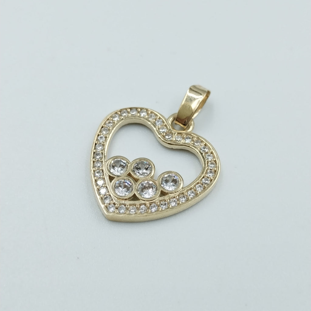 DIJE CORAZON CON CIRCONIAS 14K 1.7 GR (NUEVO)