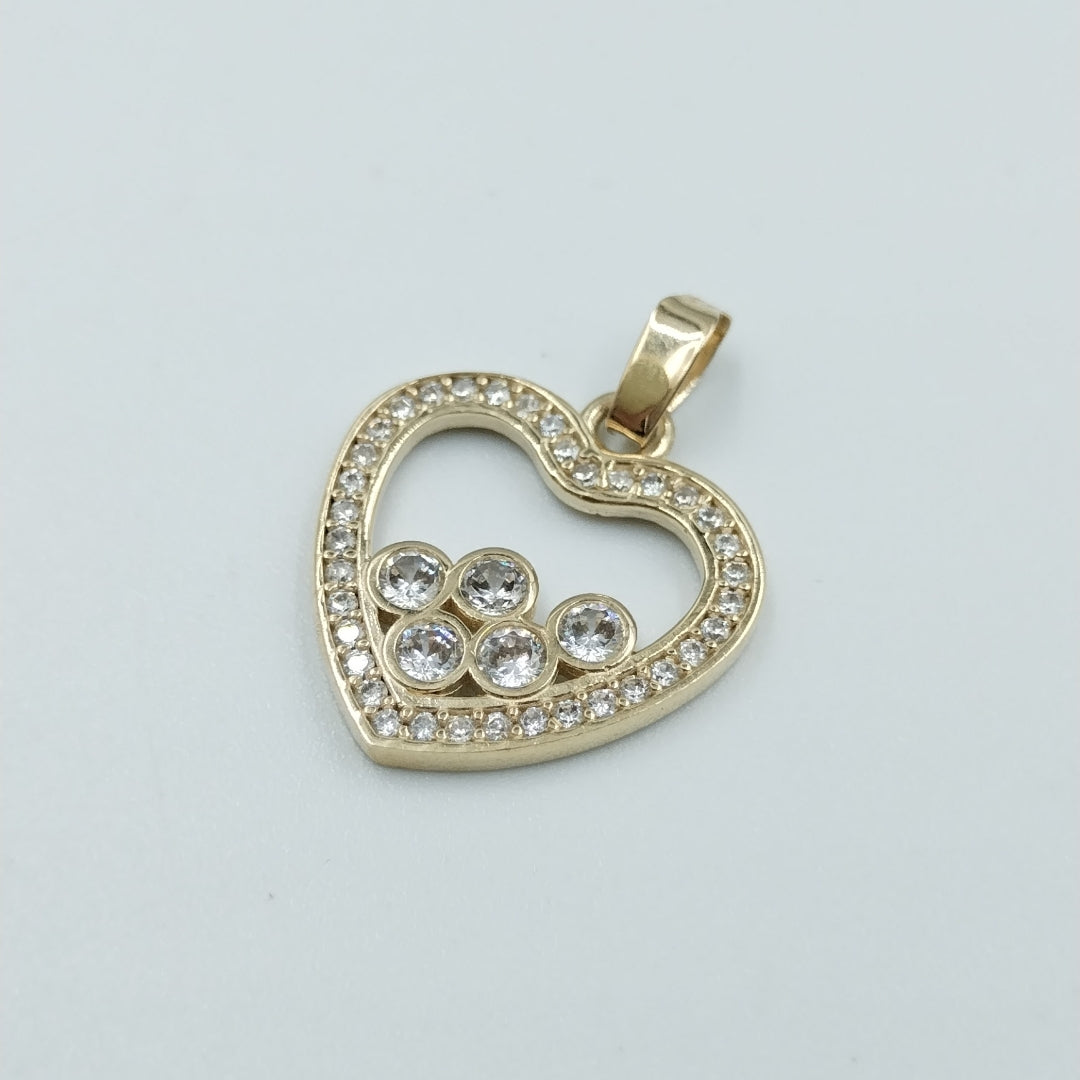 DIJE CORAZON CON CIRCONIAS 14K 1.7 GR (NUEVO)