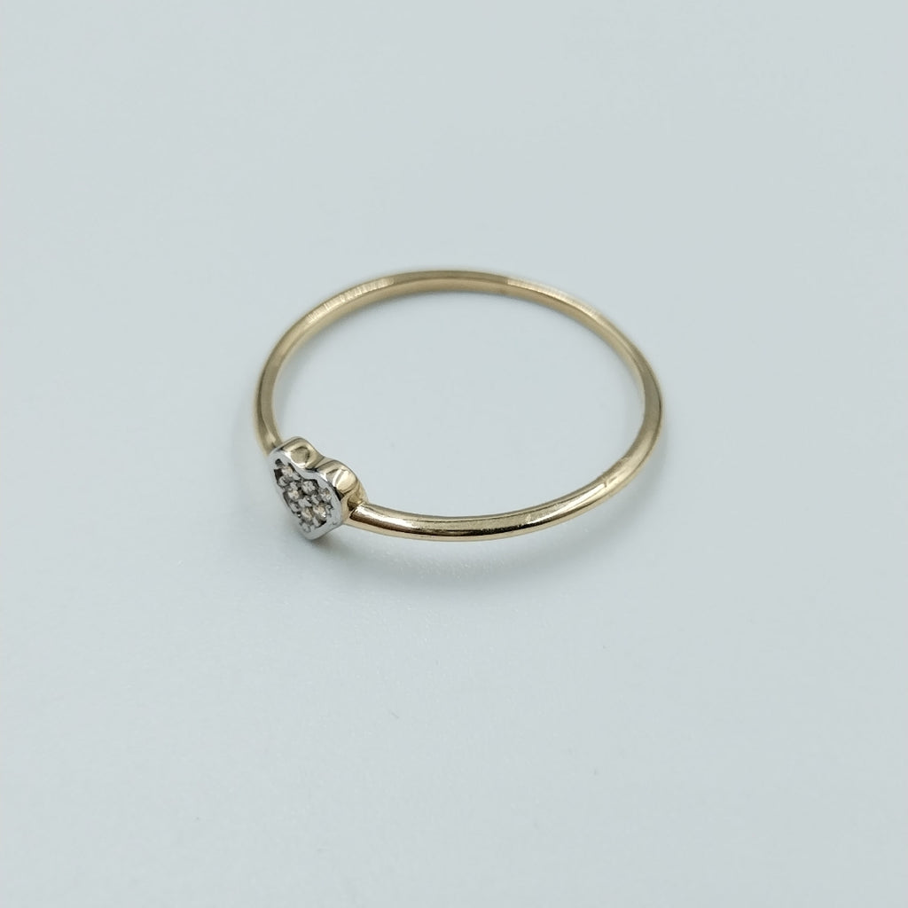 ANILLO ANILLITO CORAZON C CIRCONIA 14K 8 TALLA 0.9 GR (NUEVO)