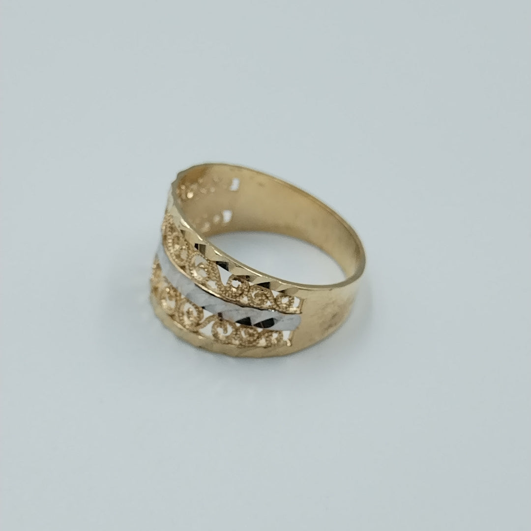 ANILLOS TIPO FILIGRANA COMBINADO 14K TALLA 7 2.8 GR (NUEVO)