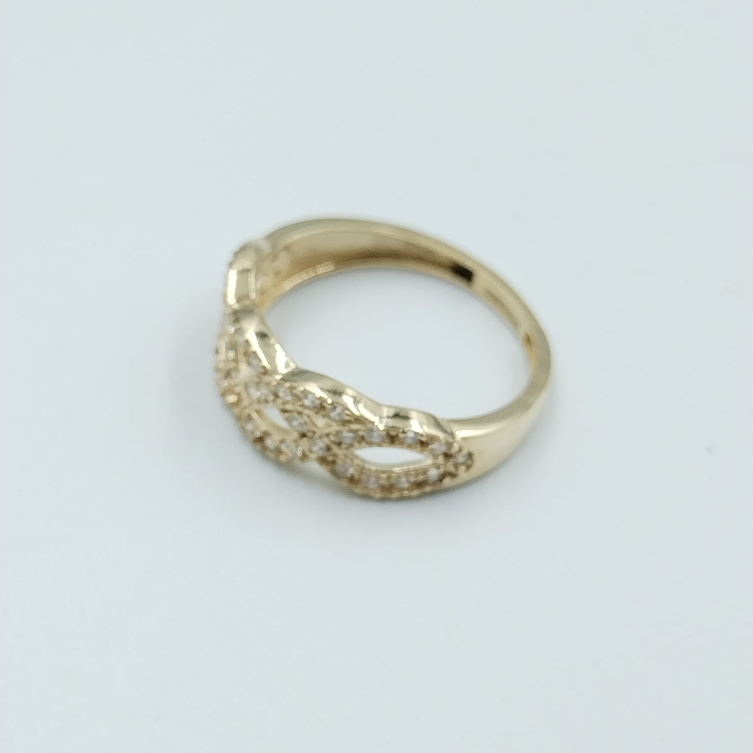 ANILLOS TRENZADO CON CIRCONIAS 14K TALLA 7 2.4 GR (NUEVO)