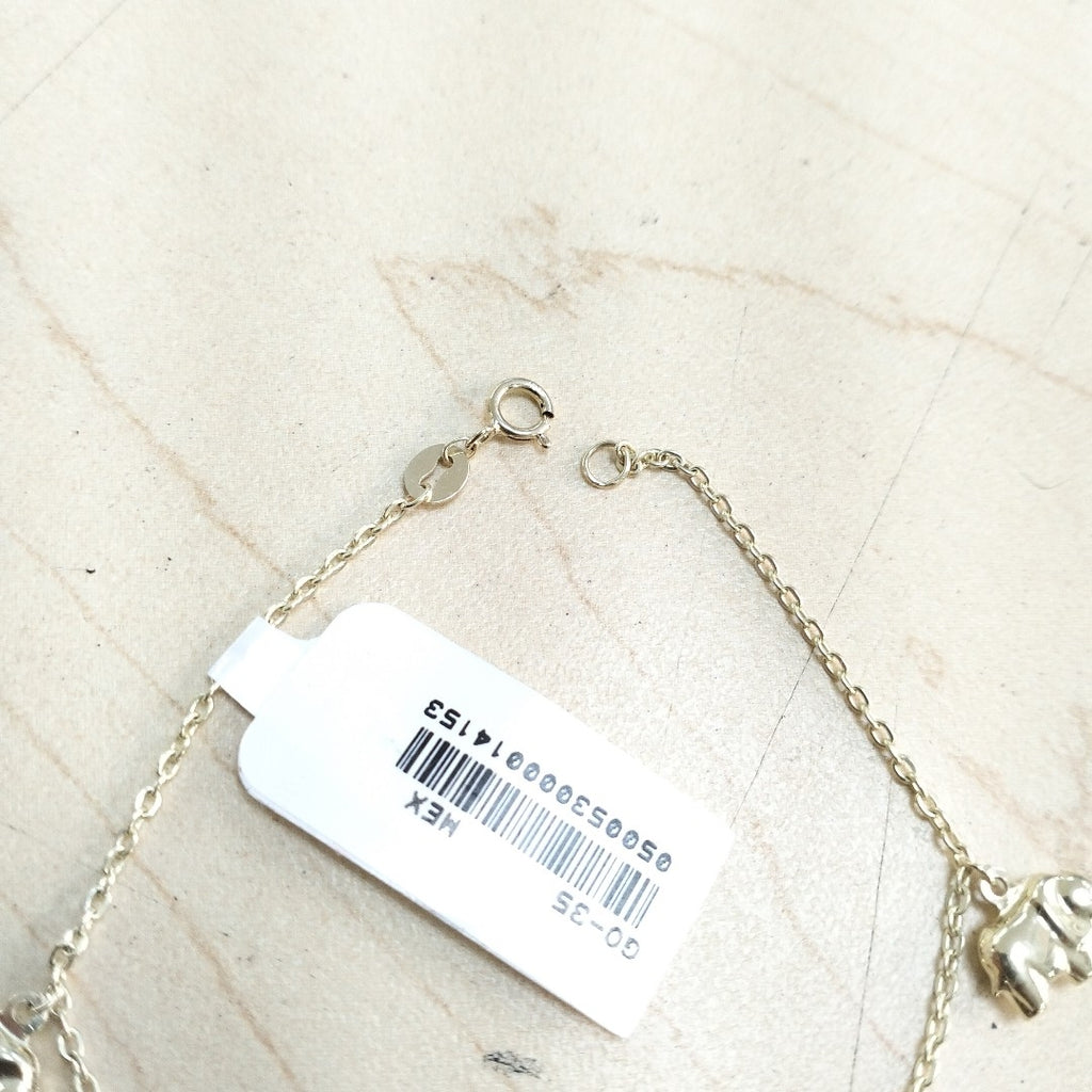 PULSERA ESPECIAL CON DIJES ELEFANTES 10K 18 CM 2.1 GR (NUEVO)