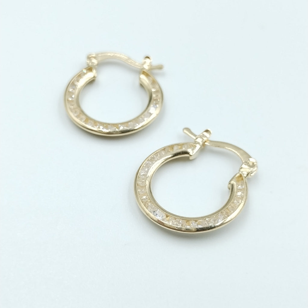 ARETES ARRACADAS CON CIRCONIAS 14K 2.3 GR (NUEVO)
