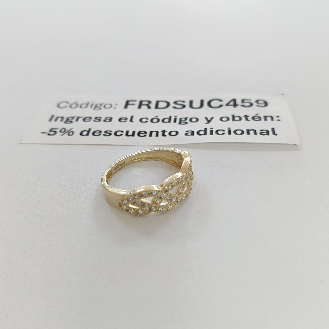 ANILLOS TRENZADO CON CIRCONIAS 14K TALLA 7 2.5 GR (NUEVO)