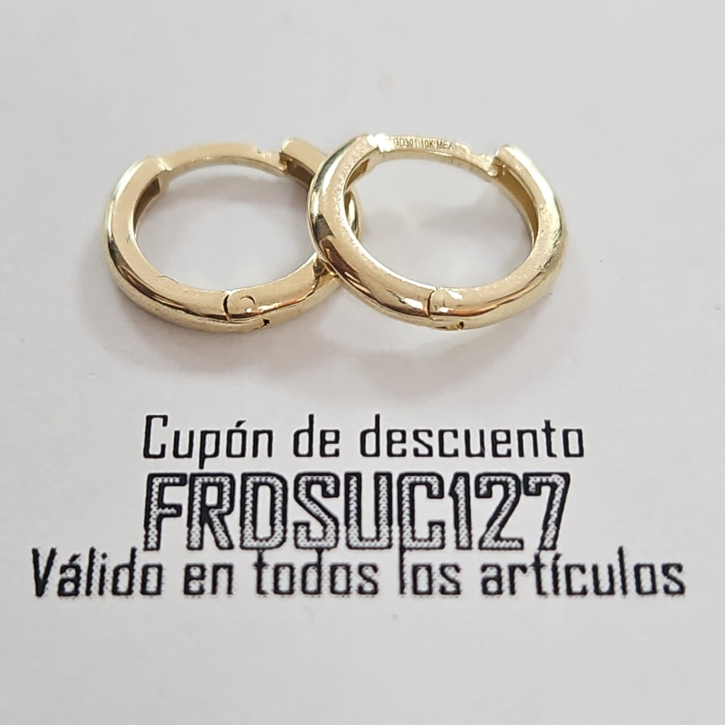 ARETES ARRACADAS LISAS 10K 1.2 GR (NUEVO)