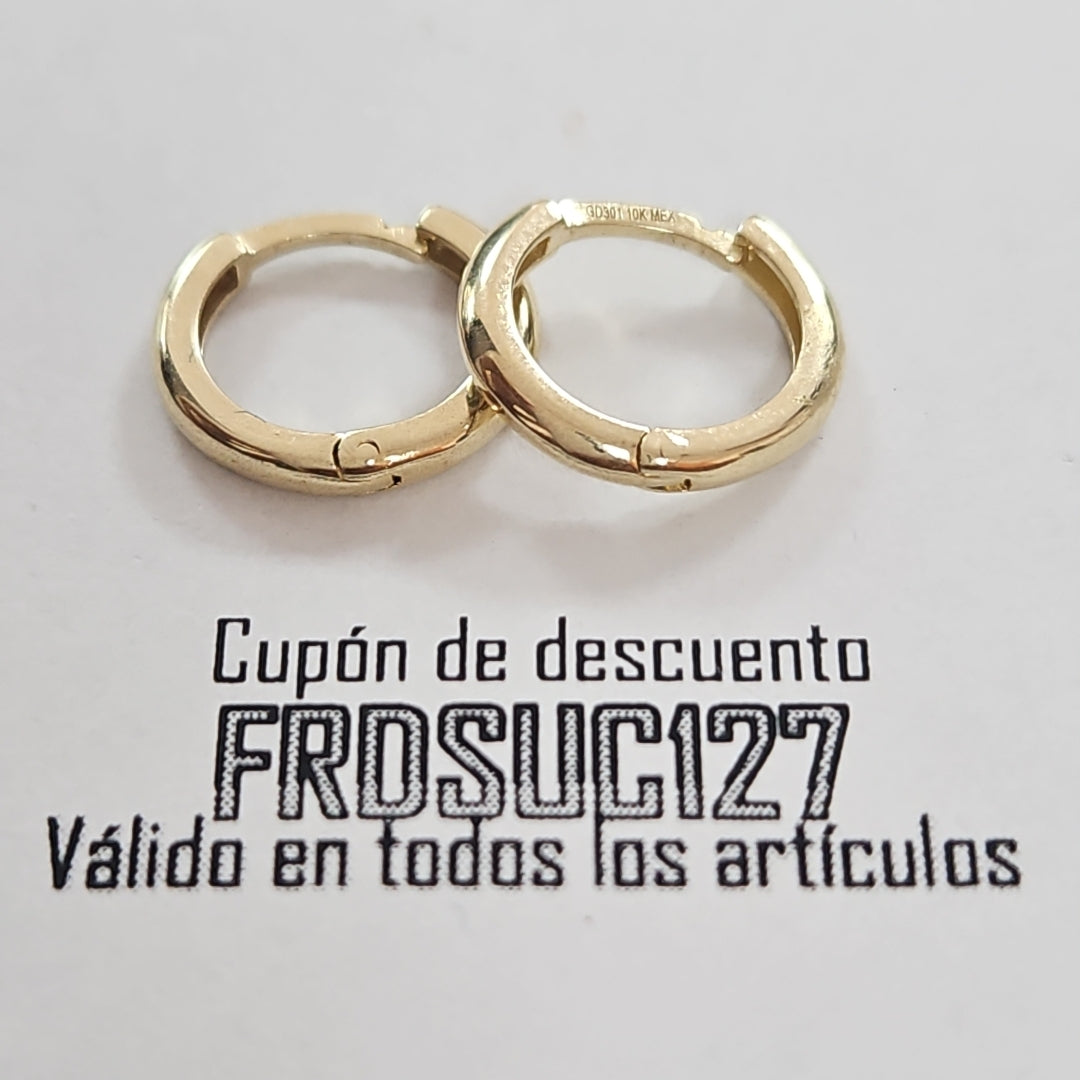 ARETES ARRACADAS LISAS 10K 1.2 GR (NUEVO)