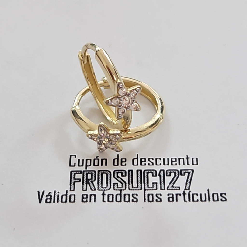 ARETES ARRACADAS FIG ESTRELLA CIRCONIAS 10K 1.7 GR (NUEVO)