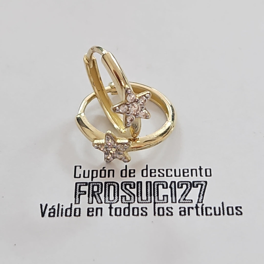 ARETES ARRACADAS FIG ESTRELLA CIRCONIAS 10K 1.7 GR (NUEVO)