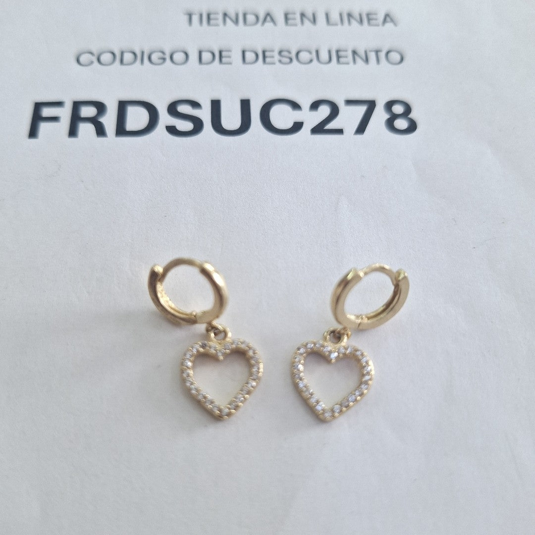 ARETES FIG CORAZON C CIRCONIAS 10K 2.6 GR (NUEVO)