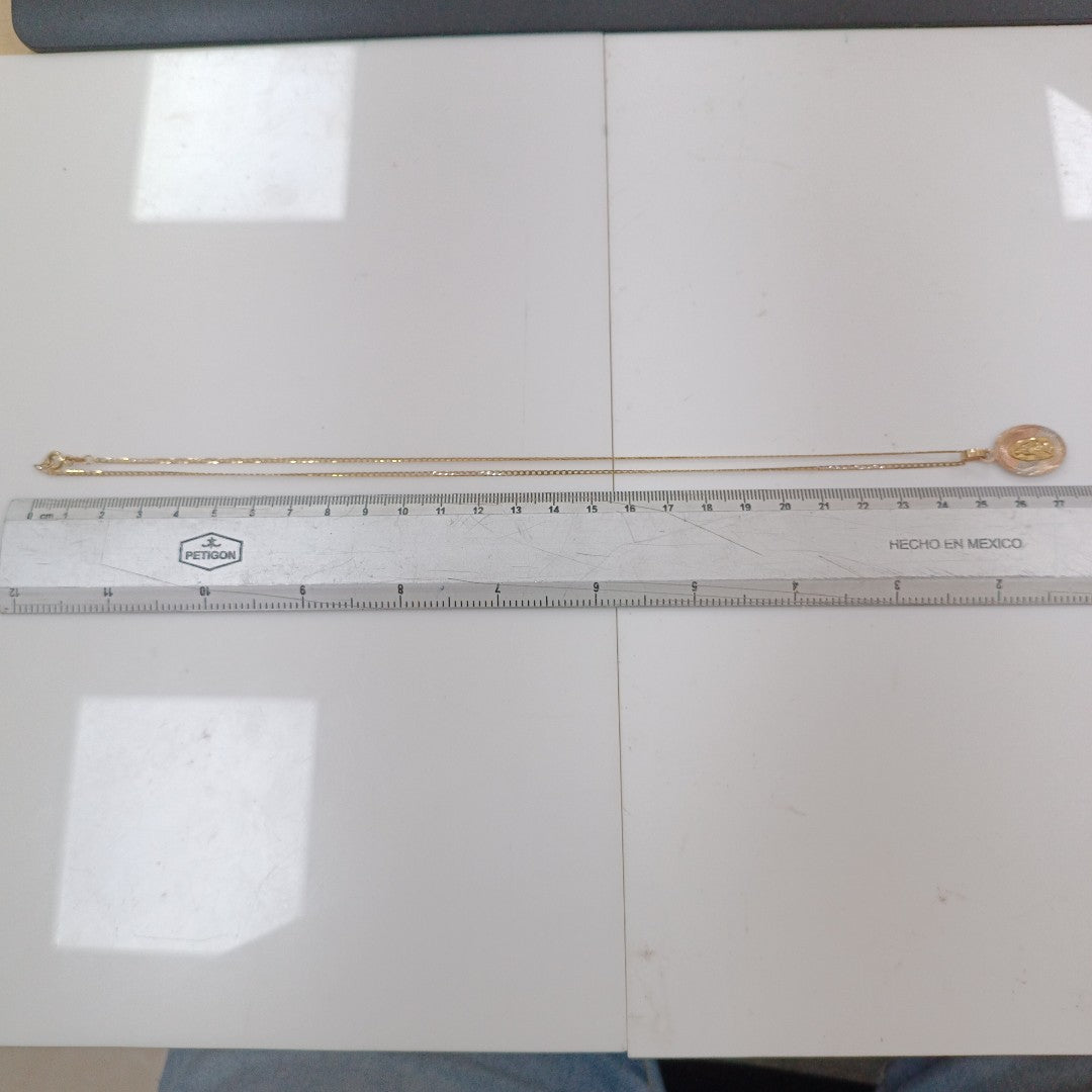 CADENA, MEDALLA RELIGIOSA ORO 10 K 3.2 GRMS (SEMINUEVO)