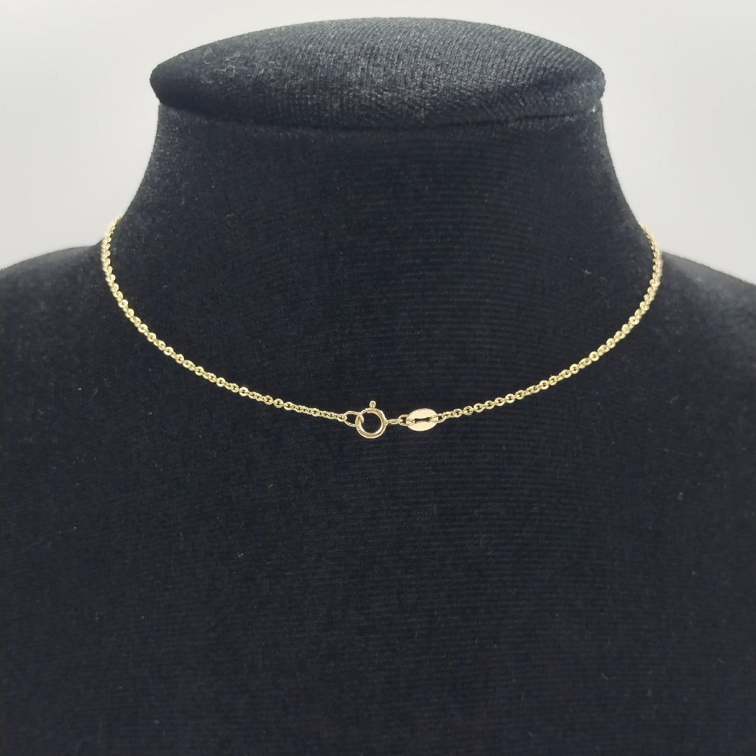 CADENA TEJIDO GARGANTILLA ESPECIAL C FLORES 14K 45 CM 3 GR (NUEVO)