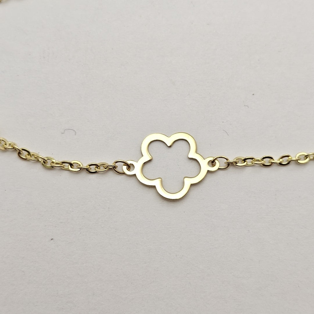 PULSERA TEJIDO ESPECIAL CON FLOR 14K 18 CM 1.6 GR (NUEVO)