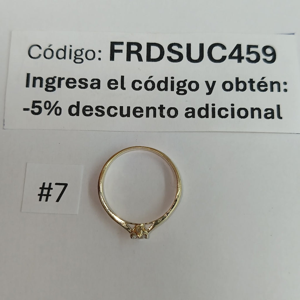 ANILLO ANILLITO SOLITARIO CIRCONIA 14K 7 TALLA 1.3 GR (NUEVO)