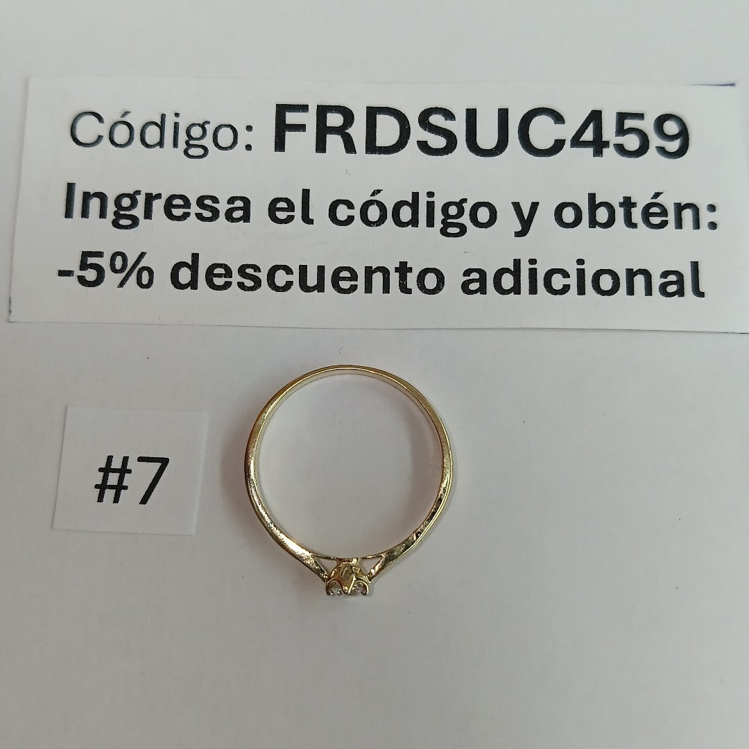 ANILLO ANILLITO SOLITARIO CIRCONIA 14K 7 TALLA 1.3 GR (NUEVO)