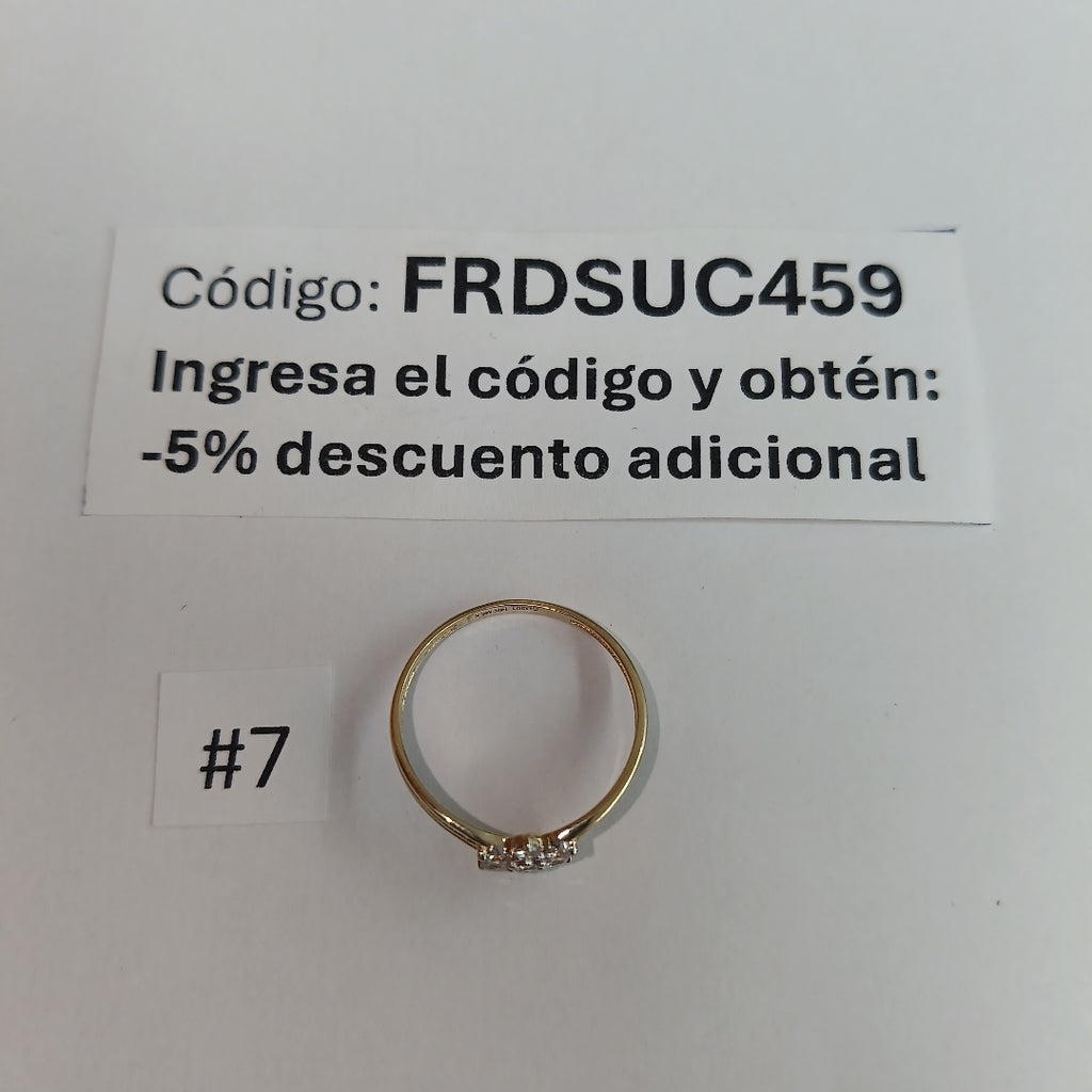 ANILLO ANILLITO FLOR C CIRCONIAS 14K 7 TALLA 1.3 GR (NUEVO)