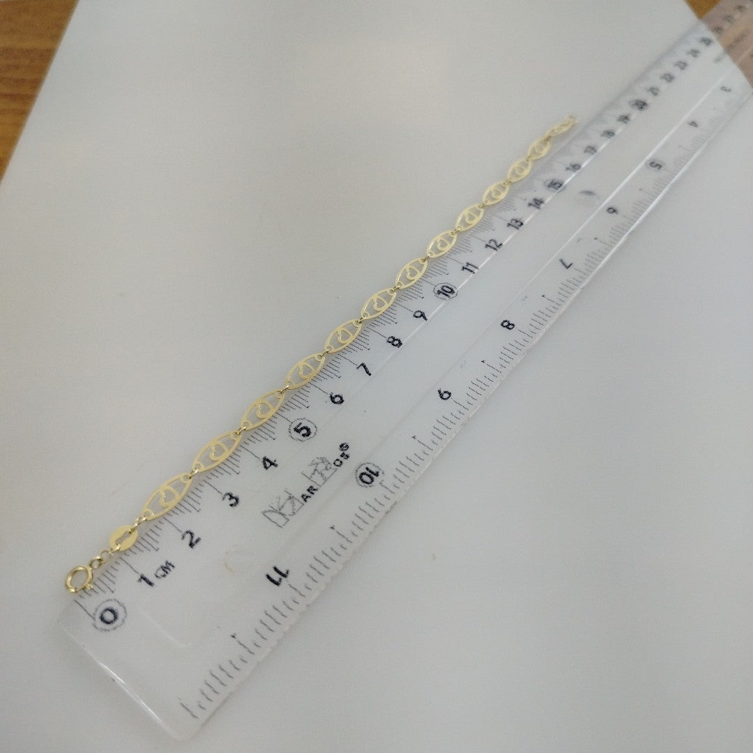 PULSERA TEJIDO ESPECIAL CON CORAZON 14K 18 CM 1.3 GR (NUEVO)