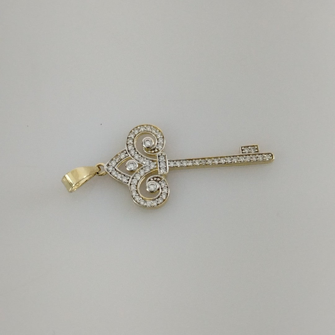 DIJE LLAVE C CIRCONIAS 14K 1.5 GR (NUEVO)