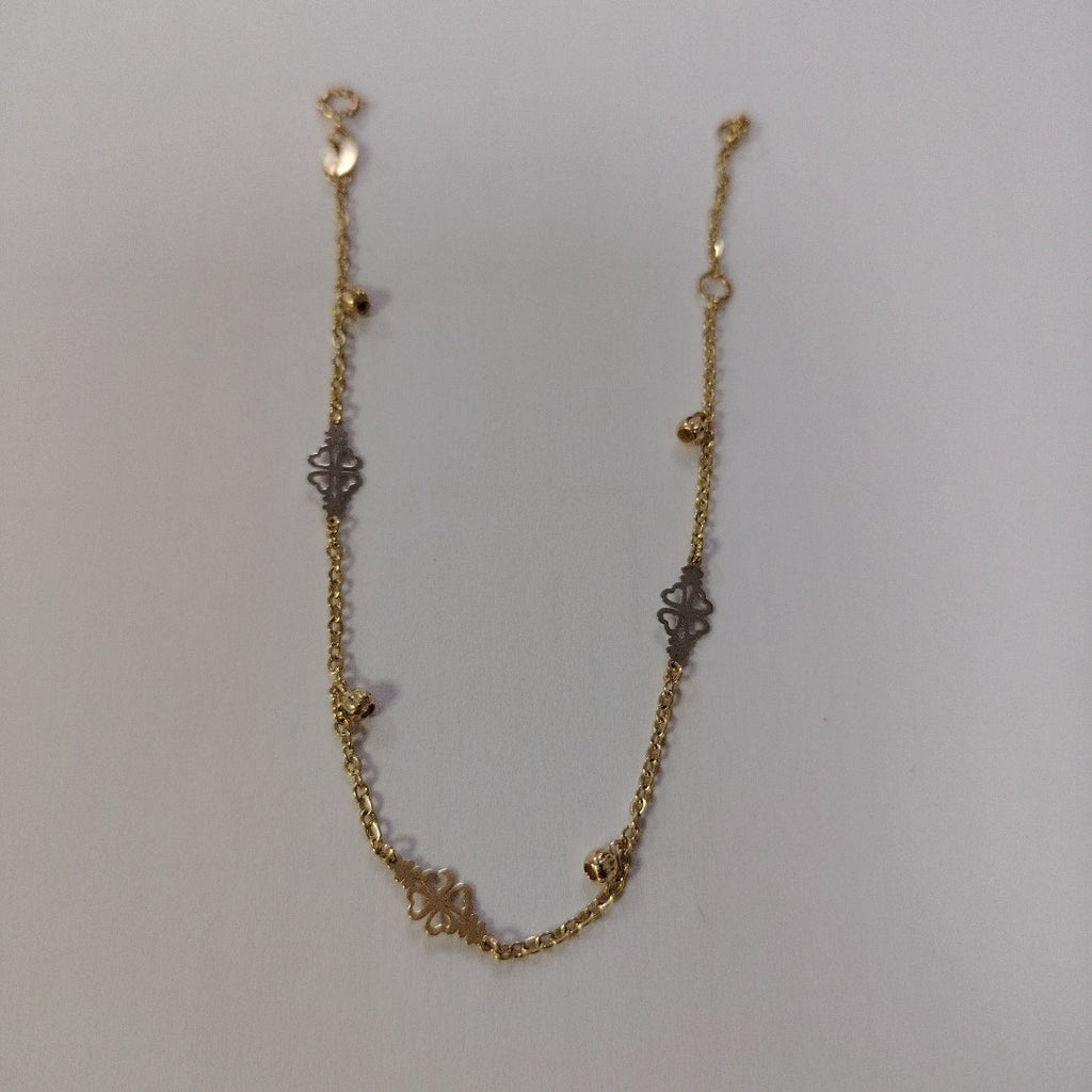 PULSERA ESPECIAL CON TREBOL 14K 18 CM 1.8 GR (NUEVO)