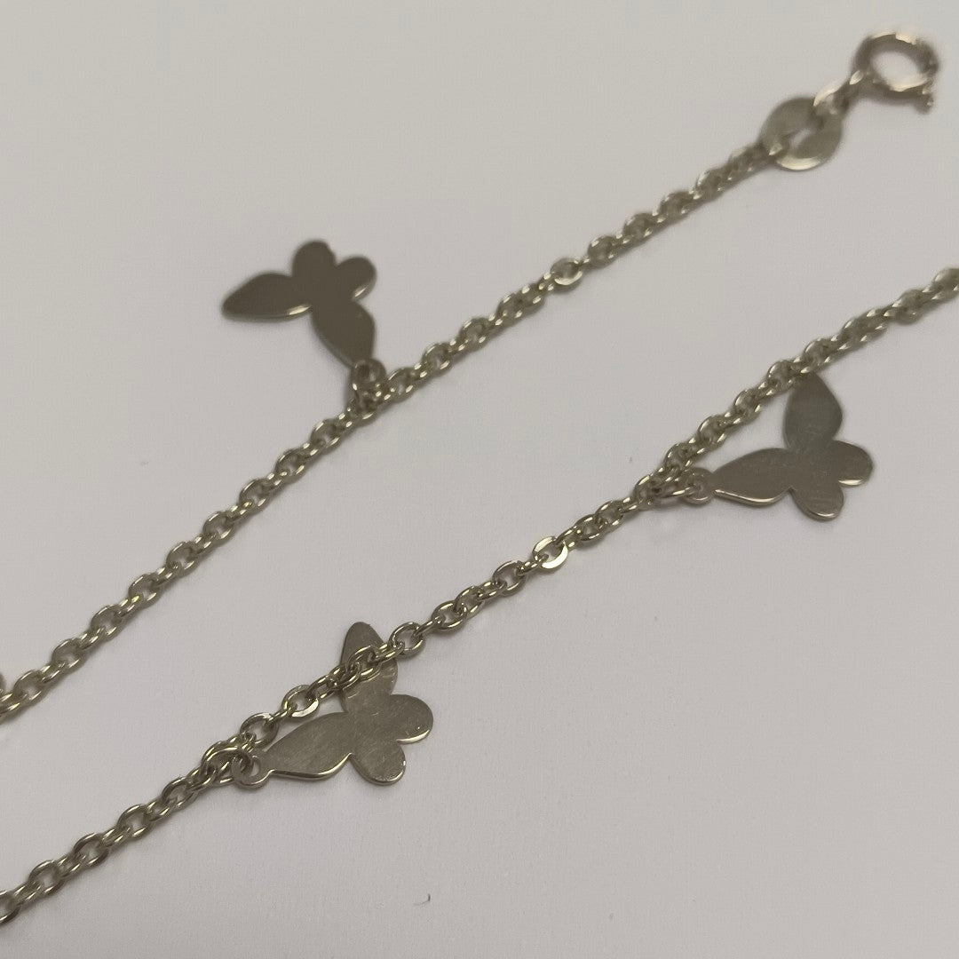 PULSERA ESPECIAL CON MARIPOSAS 14K 18 CM 2.1 GR (NUEVO)