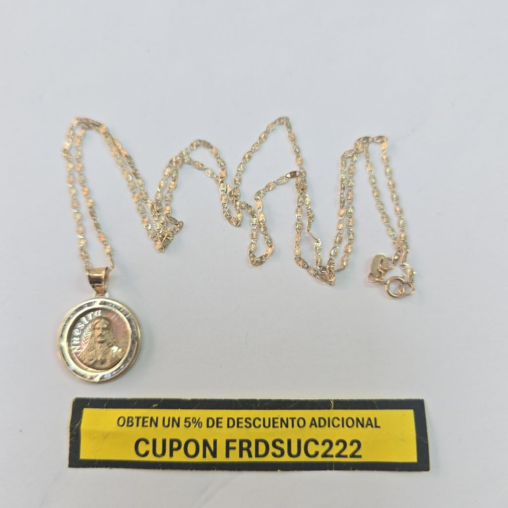 CADENA, MEDALLA RELIGIOSA ORO 10 K 3.2 GRMS (SEMINUEVO)
